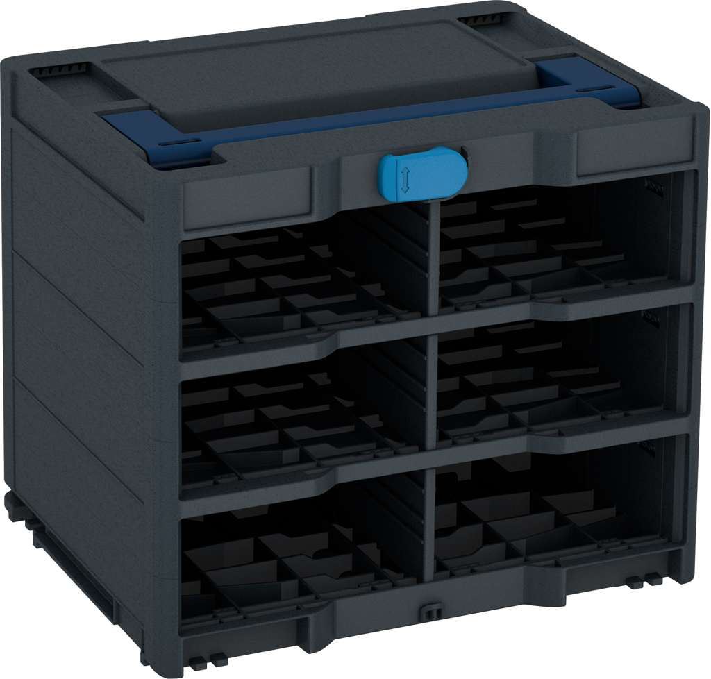 Systainer³ Rack/0 M 337, Anthracite with Sapphire Blue lid handle and Sky Blue catches