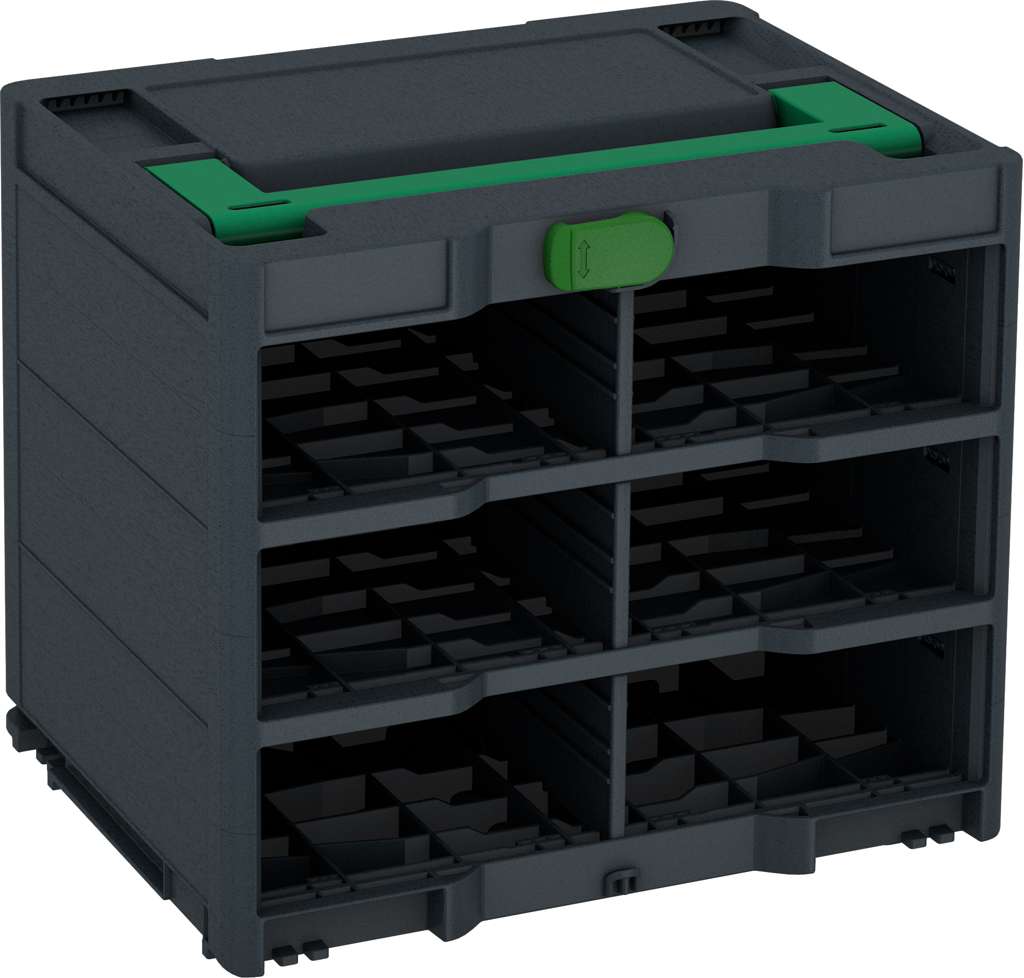 Systainer³ Rack/0 M 337, Anthracite with Signal Green lid handle and Emerald Green catches