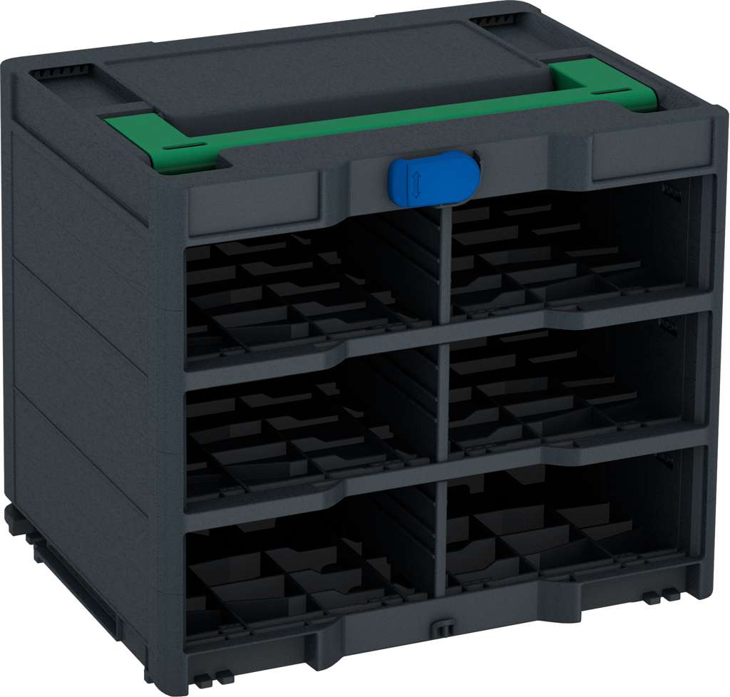 Systainer³ Rack/0 M 337, Anthracite with Signal Green lid handle and Signal Blue catches