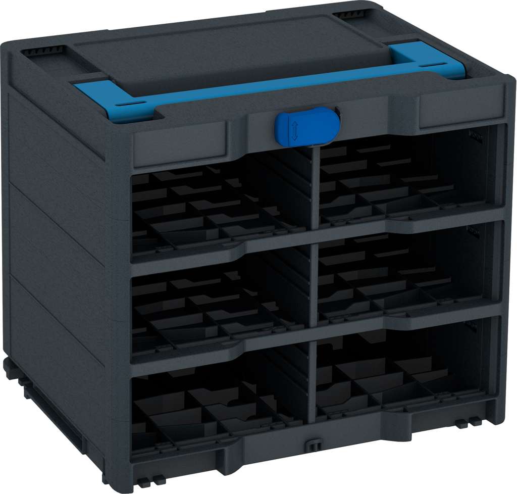 Systainer³ Rack/0 M 337, Anthracite with Sky Blue lid handle and Signal Blue catches