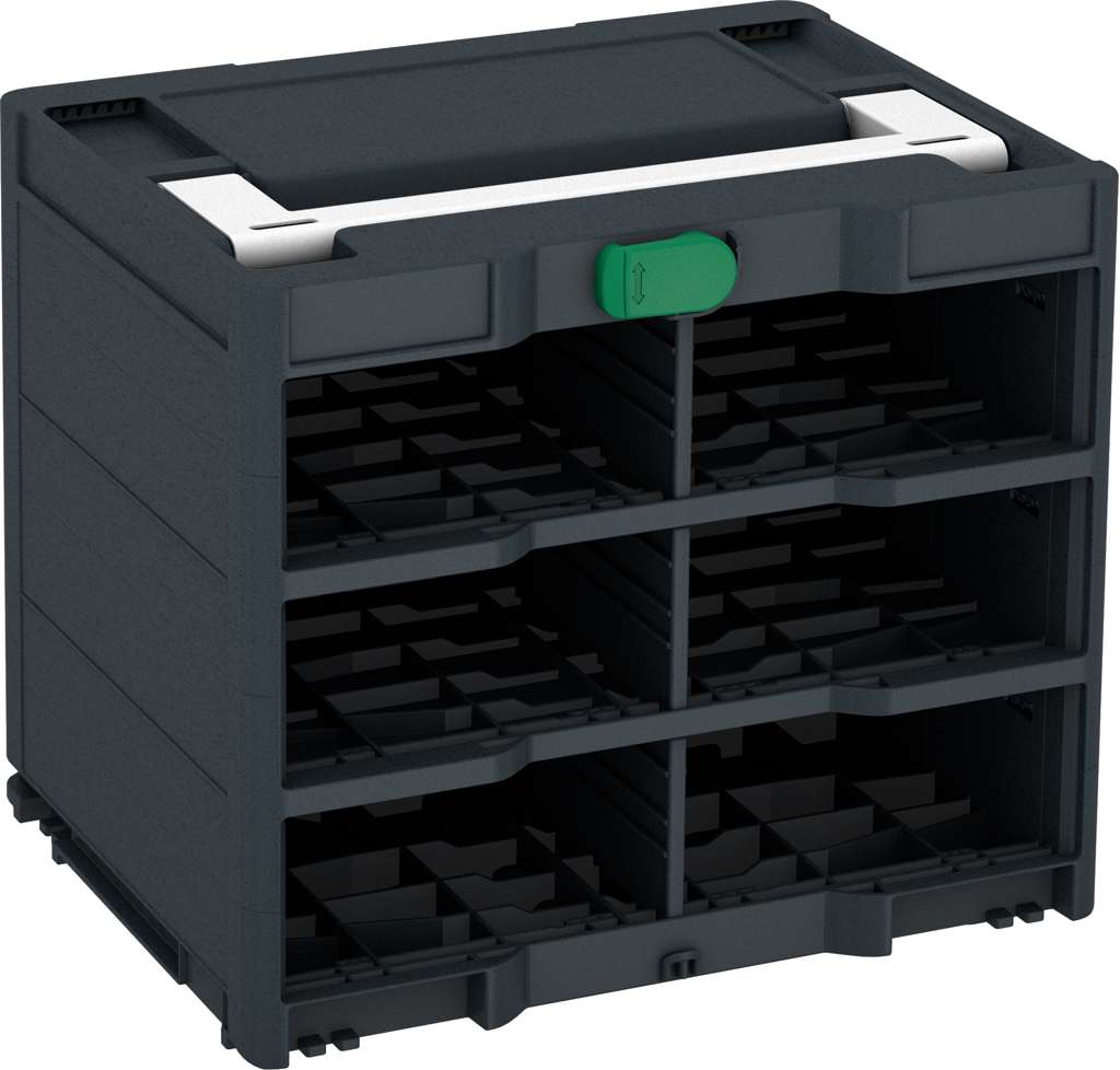 Systainer³ Rack/0 M 337, Anthracite with White lid handle and Signal Green catches