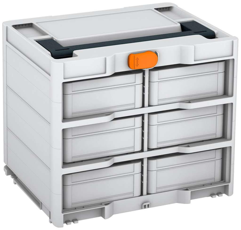 Systainer³ Rack/6 M 337, Light Grey with Anthracite lid handle and Deep Orange catches