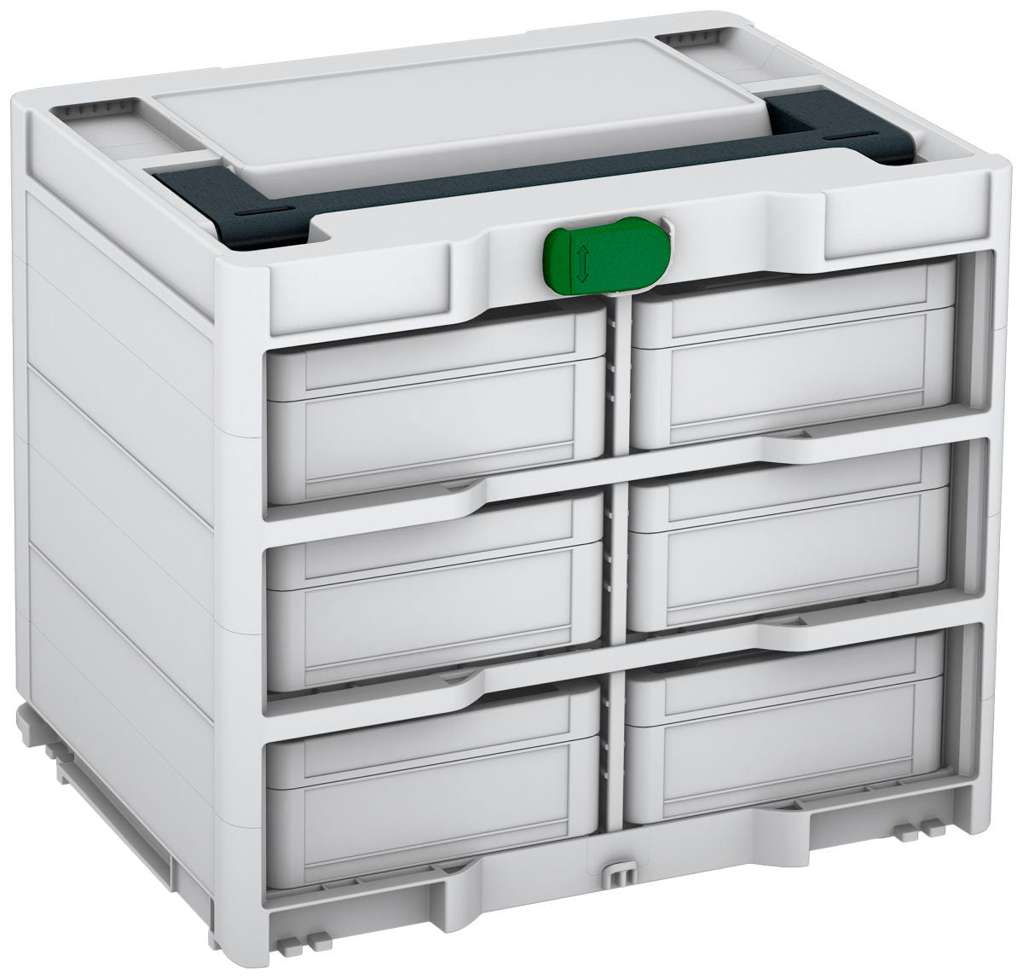 Systainer³ Rack/6 M 337, Light Grey with Anthracite lid handle and Emerald Green catches