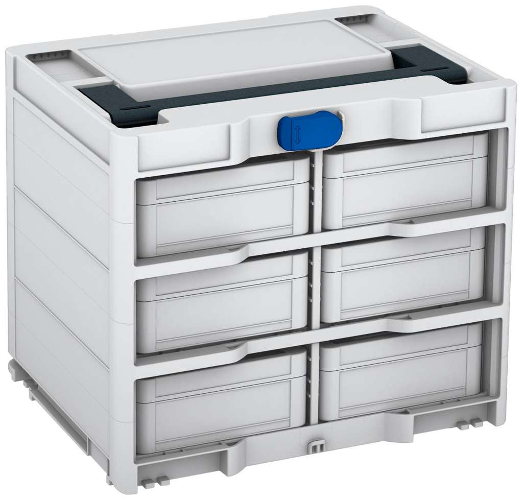 Systainer³ Rack/6 M 337, Light Grey with Anthracite lid handle and Signal Blue catches