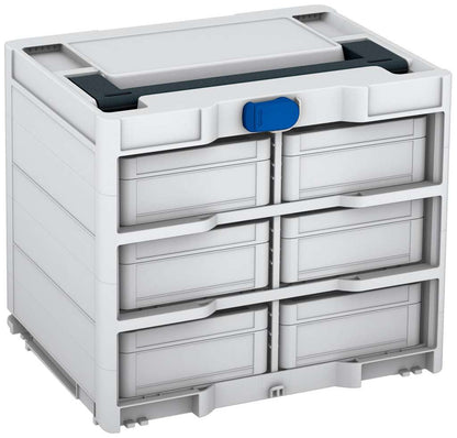 Systainer³ Rack/6 M 337, Light Grey with Anthracite lid handle and Signal Blue catches