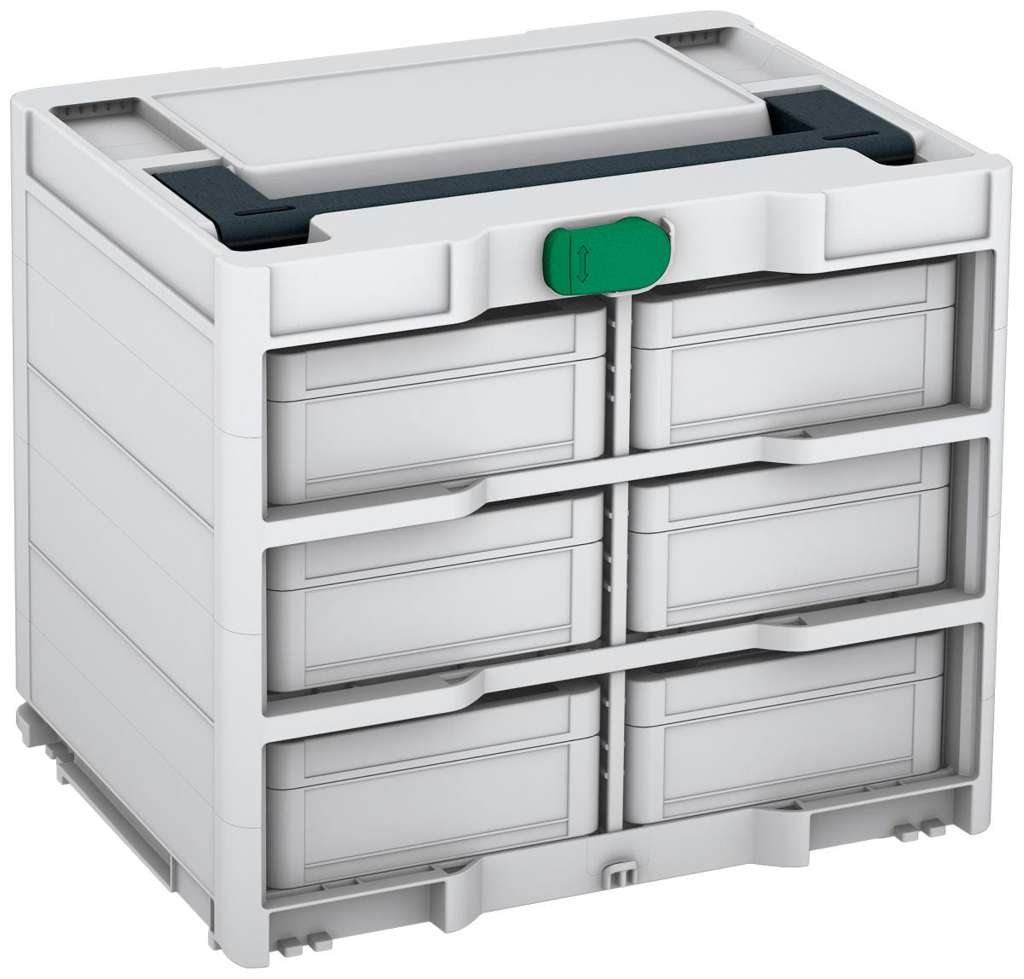 Systainer³ Rack/6 M 337, Light Grey with Anthracite lid handle and Signal Green catches
