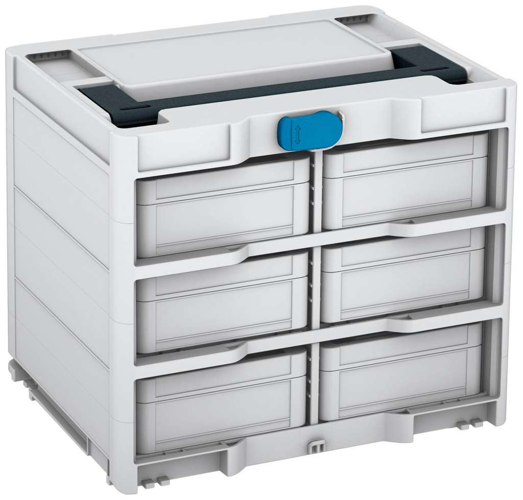 Systainer³ Rack/6 M 337, Light Grey with Anthracite lid handle and Sky Blue catches