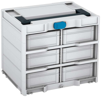 Systainer³ Rack/6 M 337, Light Grey with Anthracite lid handle and Sky Blue catches