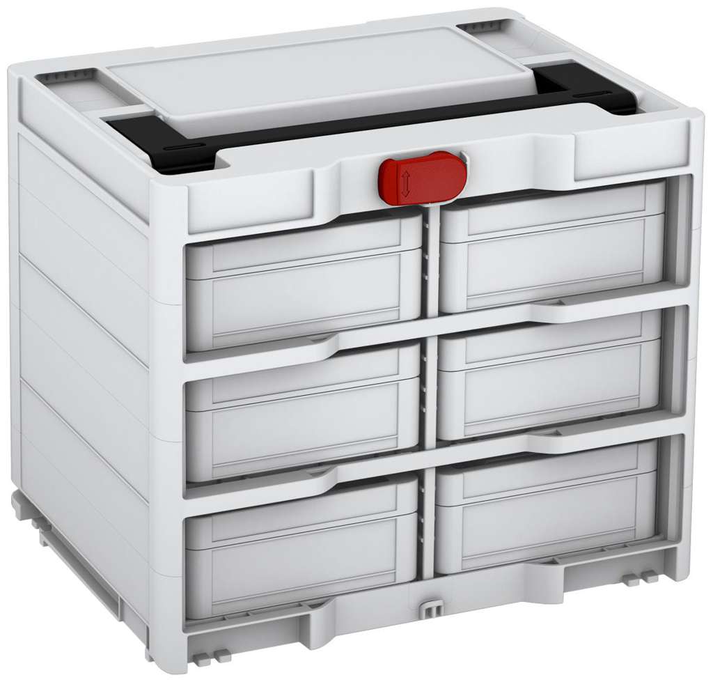 Systainer³ Rack/6 M 337, Light Grey with Black lid handle and Carmine Red catches