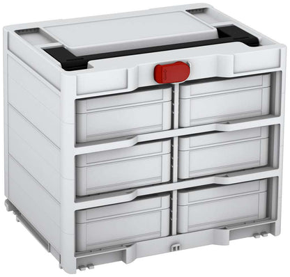 Systainer³ Rack/6 M 337, Light Grey with Black lid handle and Carmine Red catches