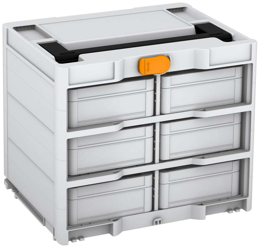 Systainer³ Rack/6 M 337, Light Grey with Black lid handle and Daffodil Yellow catches