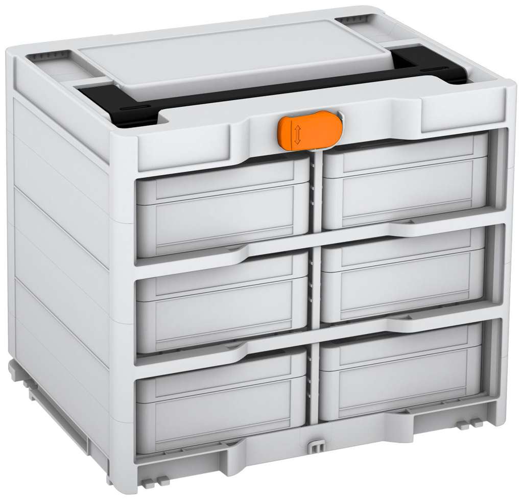 Systainer³ Rack/6 M 337, Light Grey with Black lid handle and Deep Orange catches