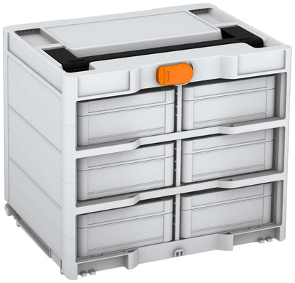 Systainer³ Rack/6 M 337, Light Grey with Black lid handle and Deep Orange catches