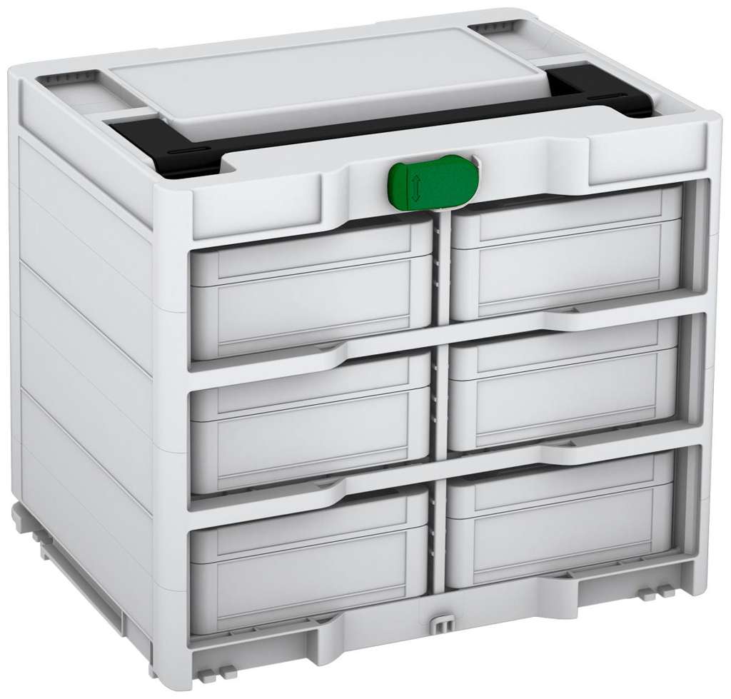 Systainer³ Rack/6 M 337, Light Grey with Black lid handle and Emerald Green catches