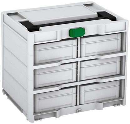 Systainer³ Rack/6 M 337, Light Grey with Black lid handle and Emerald Green catches