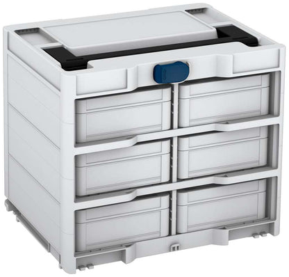 Systainer³ Rack/6 M 337, Light Grey with Black lid handle and Sapphire Blue catches