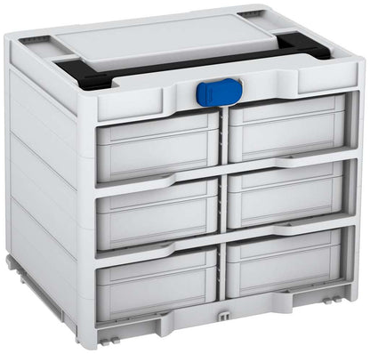 Systainer³ Rack/6 M 337, Light Grey with Black lid handle and Signal Blue catches