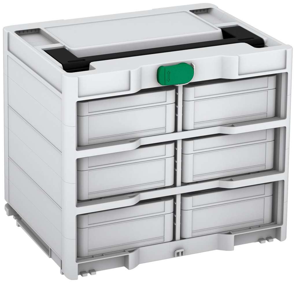 Systainer³ Rack/6 M 337, Light Grey with Black lid handle and Signal Green catches