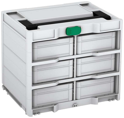 Systainer³ Rack/6 M 337, Light Grey with Black lid handle and Signal Green catches
