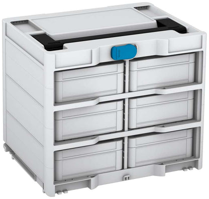 Systainer³ Rack/6 M 337, Light Grey with Black lid handle and Sky Blue catches