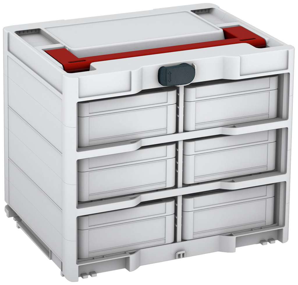 Systainer³ Rack/6 M 337, Light Grey with Carmine Red lid handle and Anthracite catches