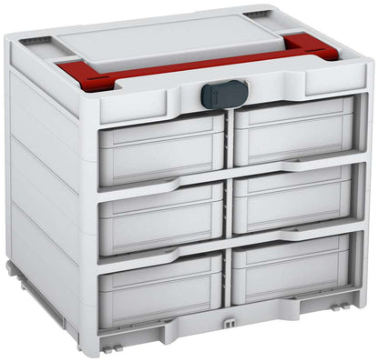 Systainer³ Rack/6 M 337, Light Grey with Carmine Red lid handle and Anthracite catches