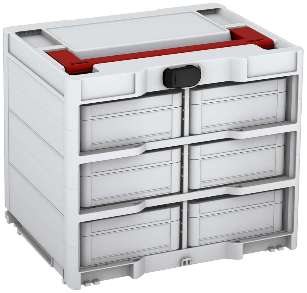 Systainer³ Rack/6 M 337, Light Grey with Carmine Red lid handle and Black catches