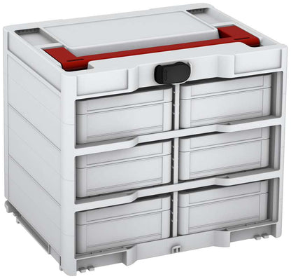 Systainer³ Rack/6 M 337, Light Grey with Carmine Red lid handle and Black catches