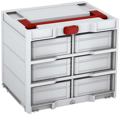 Systainer³ Rack/6 M 337, Light Grey with Carmine Red lid handle and Carmine Red catches