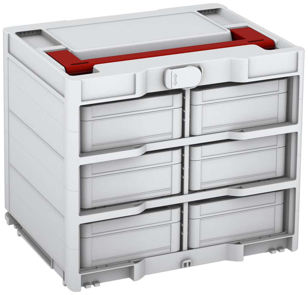 Systainer³ Rack/6 M 337, Light Grey with Carmine Red lid handle