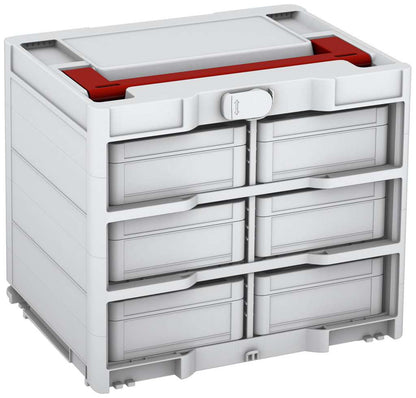 Systainer³ Rack/6 M 337, Light Grey with Carmine Red lid handle