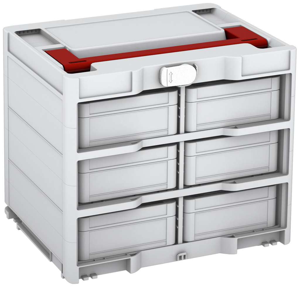 Systainer³ Rack/6 M 337, Light Grey with Carmine Red lid handle and White catches