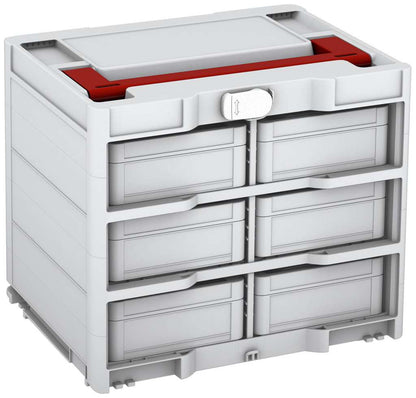 Systainer³ Rack/6 M 337, Light Grey with Carmine Red lid handle and White catches