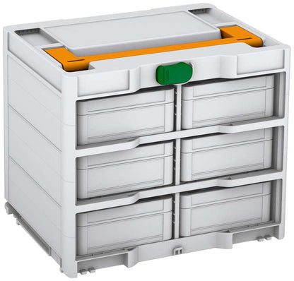 Systainer³ Rack/6 M 337, Light Grey with Daffodil Yellow lid handle and Emerald Green catches