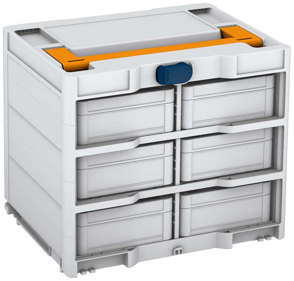 Systainer³ Rack/6 M 337, Light Grey with Daffodil Yellow lid handle and Sapphire Blue catches