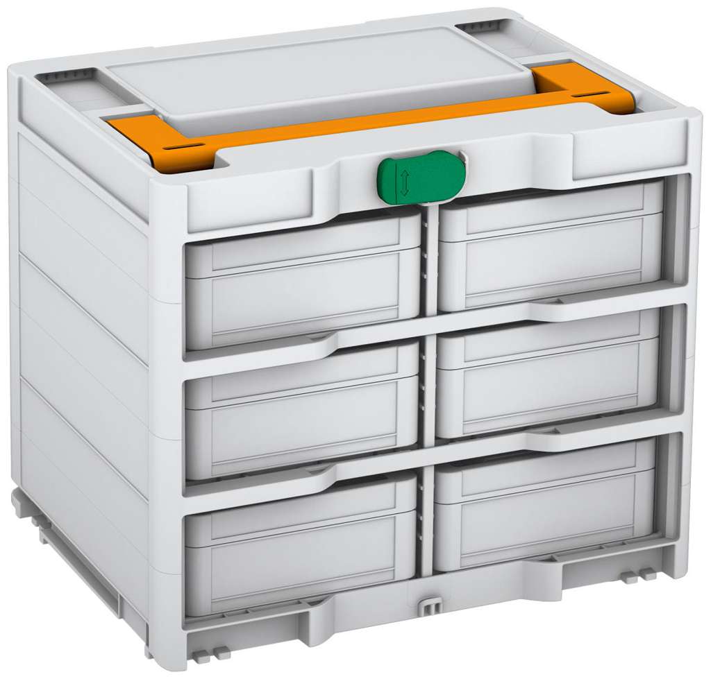 Systainer³ Rack/6 M 337, Light Grey with Daffodil Yellow lid handle and Signal Green catches