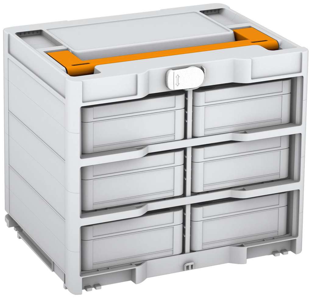 Systainer³ Rack/6 M 337, Light Grey with Daffodil Yellow lid handle and White catches