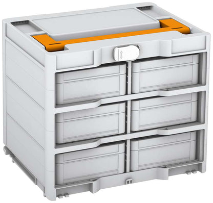Systainer³ Rack/6 M 337, Light Grey with Daffodil Yellow lid handle and White catches