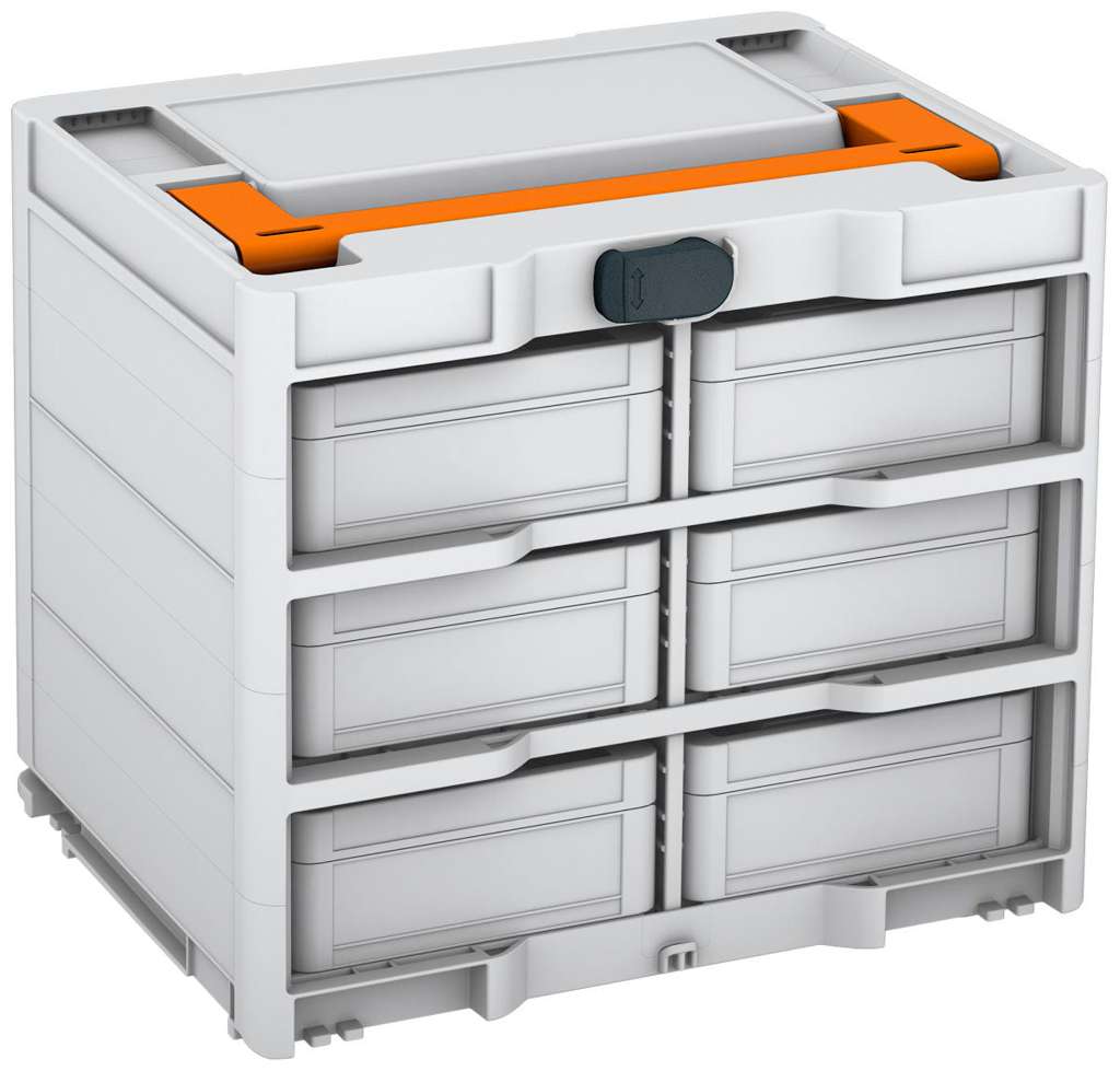 Systainer³ Rack/6 M 337, Light Grey with Deep Orange lid handle and Anthracite catches
