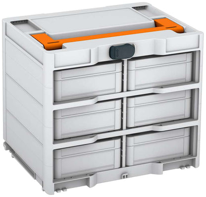 Systainer³ Rack/6 M 337, Light Grey with Deep Orange lid handle and Anthracite catches