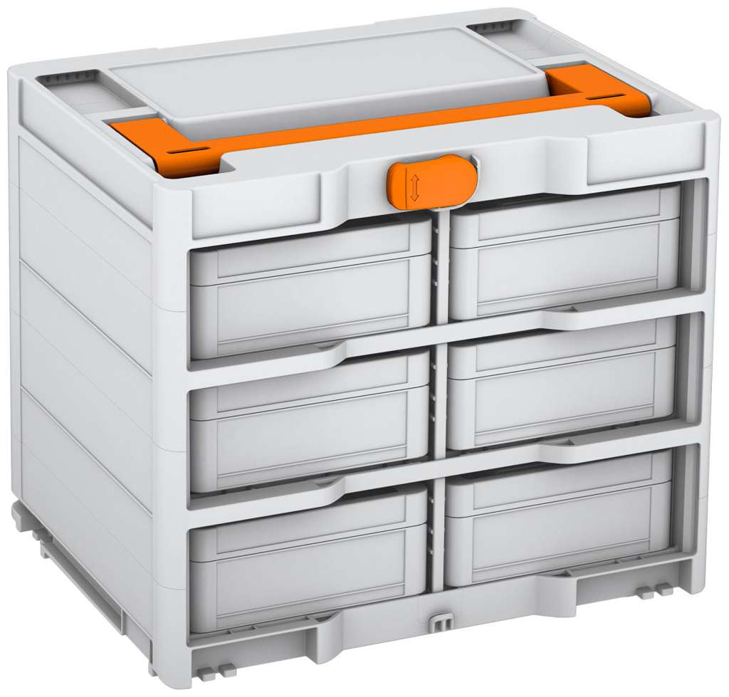 Systainer³ Rack/6 M 337, Light Grey with Deep Orange lid handle and Deep Orange catches