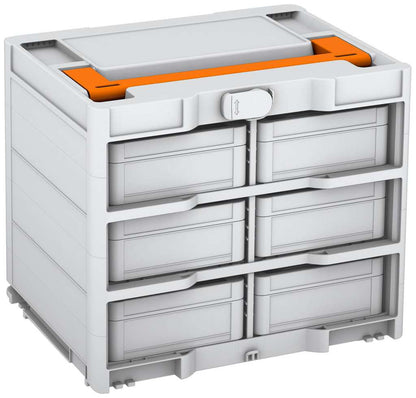 Systainer³ Rack/6 M 337, Light Grey with Deep Orange lid handle