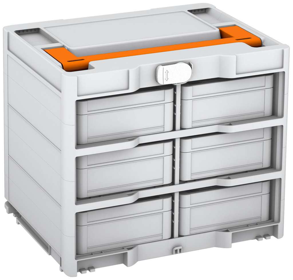 Systainer³ Rack/6 M 337, Light Grey with Deep Orange lid handle and White catches