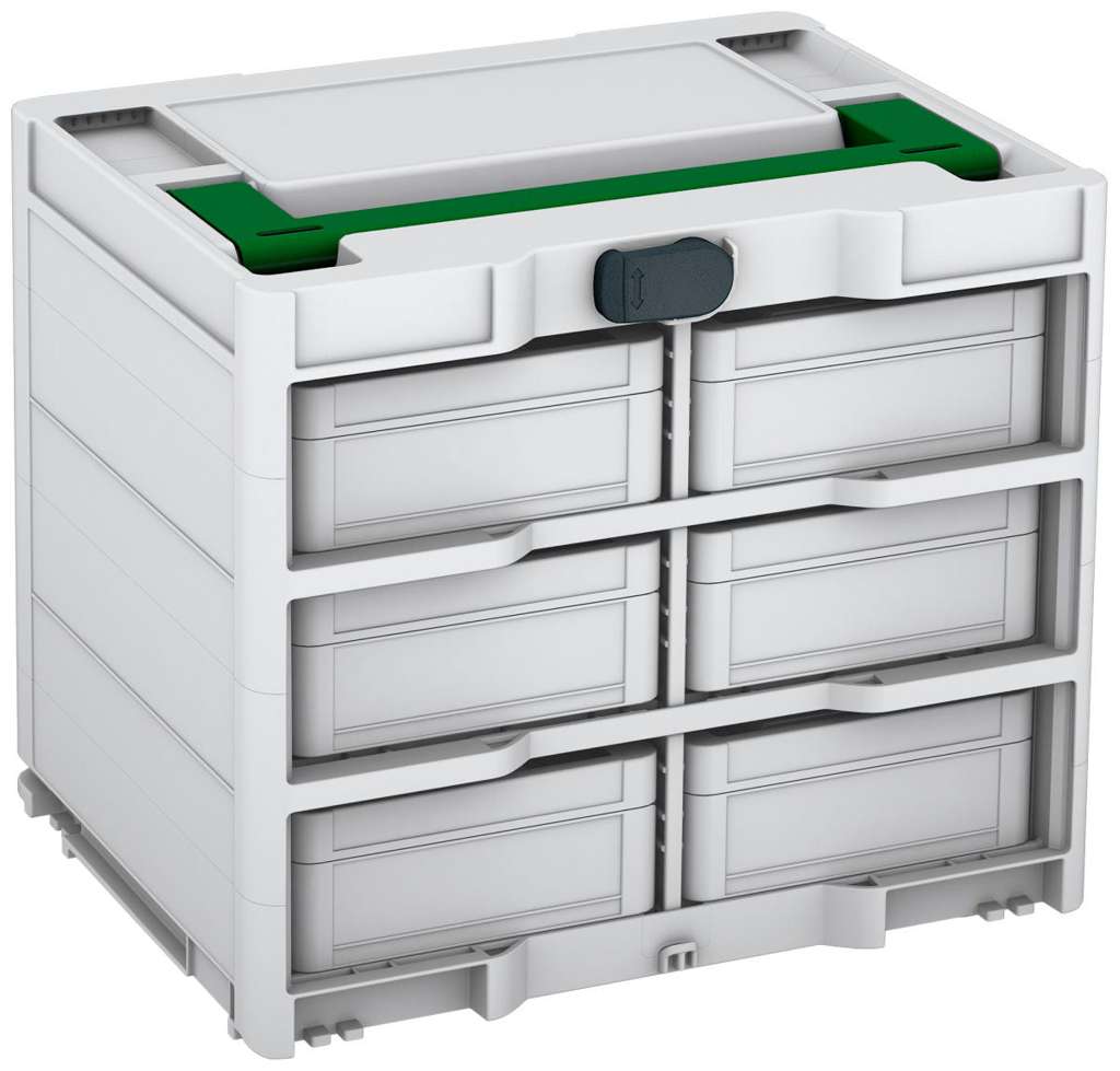 Systainer³ Rack/6 M 337, Light Grey with Emerald Green lid handle and Anthracite catches