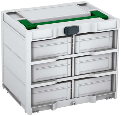 Systainer³ Rack/6 M 337, Light Grey with Emerald Green lid handle and Anthracite catches