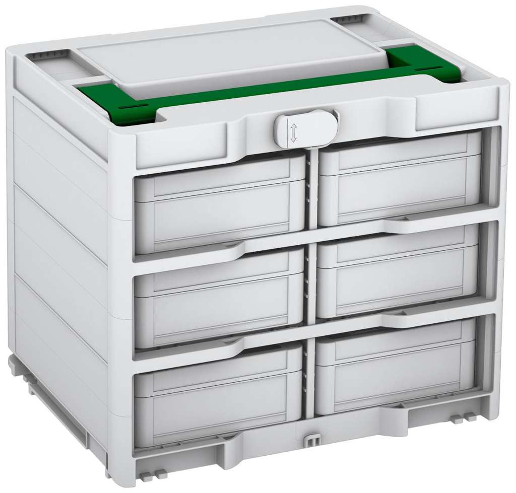 Systainer³ Rack/6 M 337, Light Grey with Emerald Green lid handle
