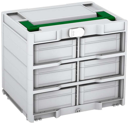 Systainer³ Rack/6 M 337, Light Grey with Emerald Green lid handle and White catches