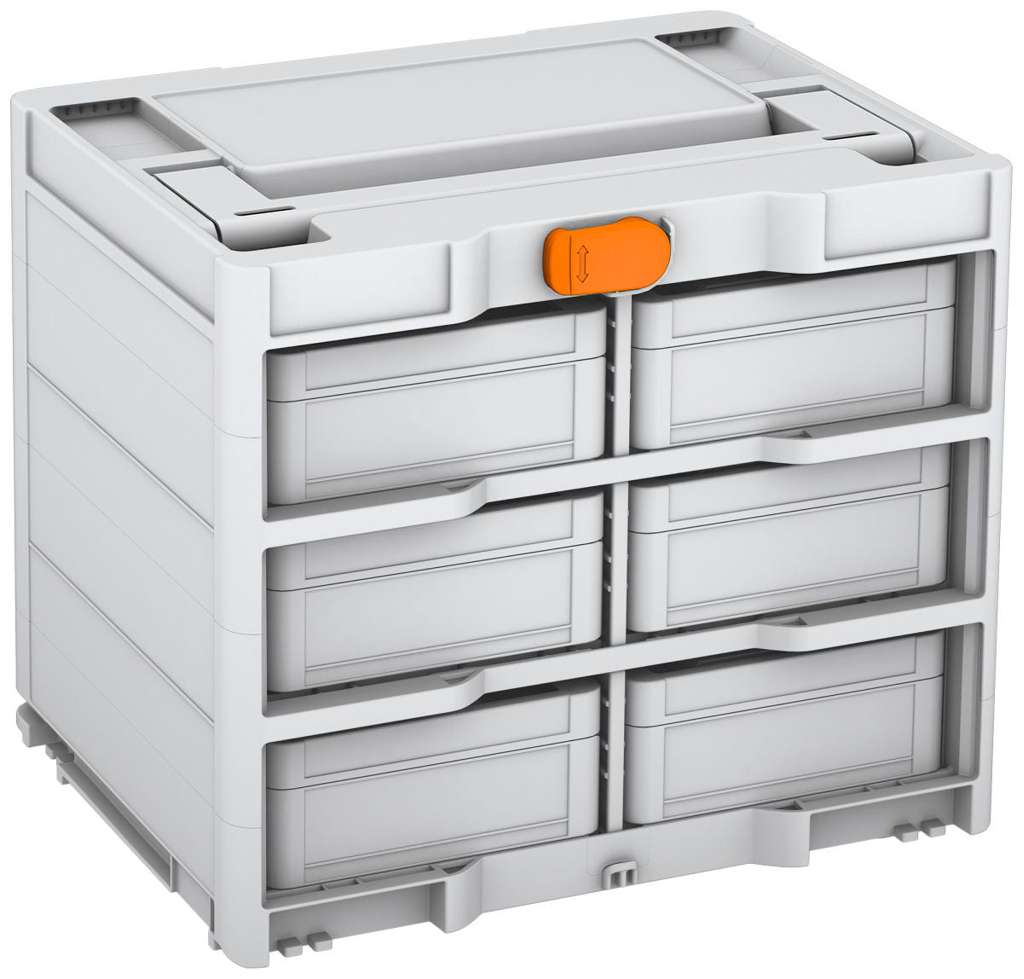 Systainer³ Rack/6 M 337, Light Grey with Deep Orange catches