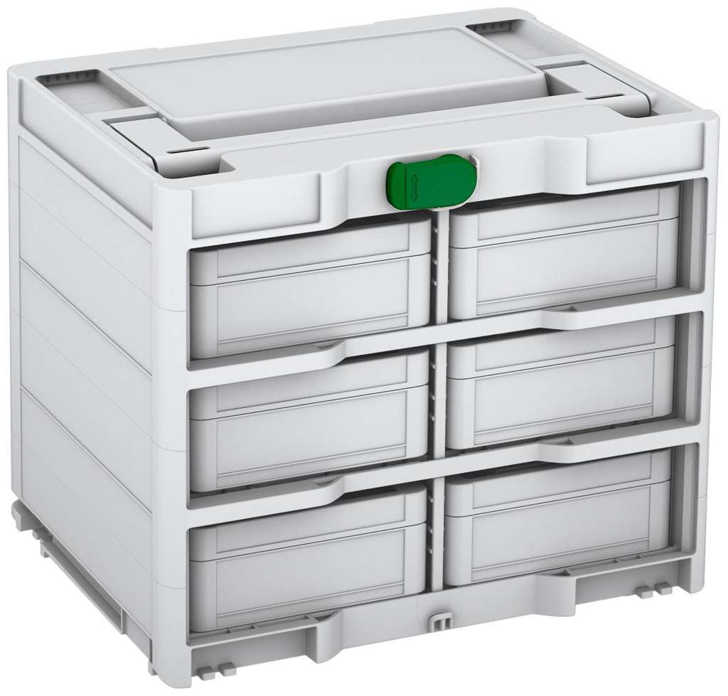 Systainer³ Rack/6 M 337, Light Grey with Emerald Green catches