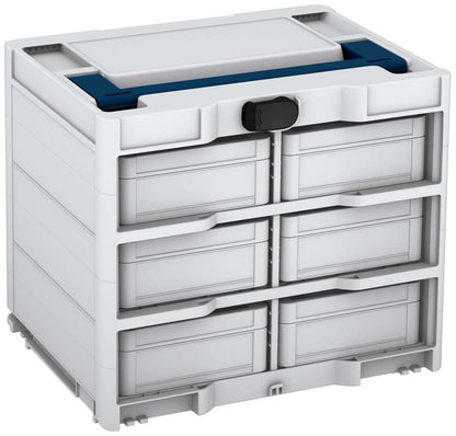 Systainer³ Rack/6 M 337, Light Grey with Sapphire Blue lid handle and Black catches